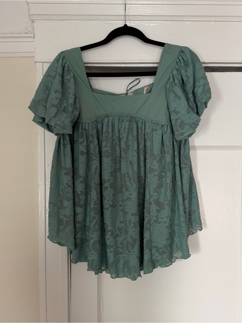 Free People Sunrise to Sunset Sage Green Lace Peasant Blouse
